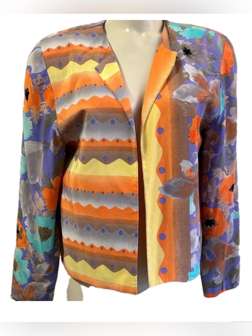 A. C . Sport VTG art-to-wear lightweight open front blazer SZ 10 - Picture 5 of 15